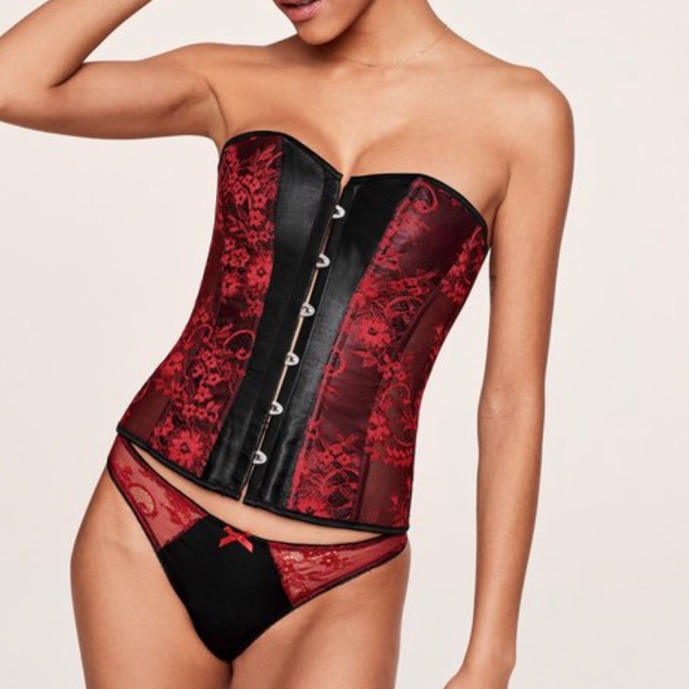 NWT Adore Me Corset Red and black lace
